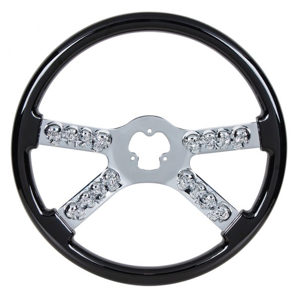 United Pacific® - Black Steering Wheel with Skull Accent