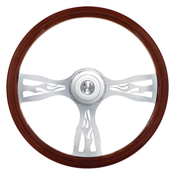 United Pacific® - Flame Style Wood Steering Wheel Kit