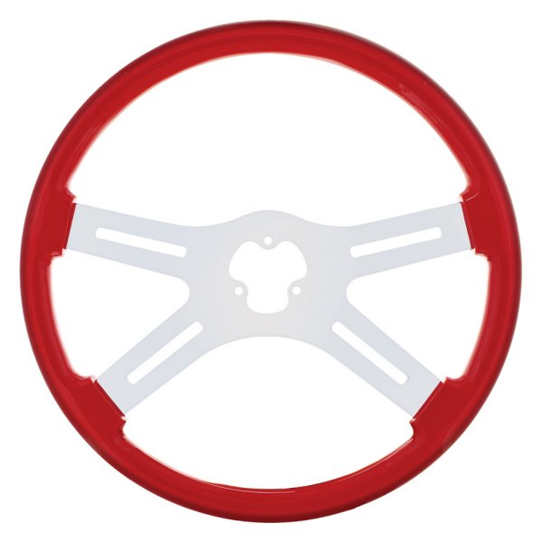 United Pacific® - Style Red Steering Wheel with Chrome Spokes
