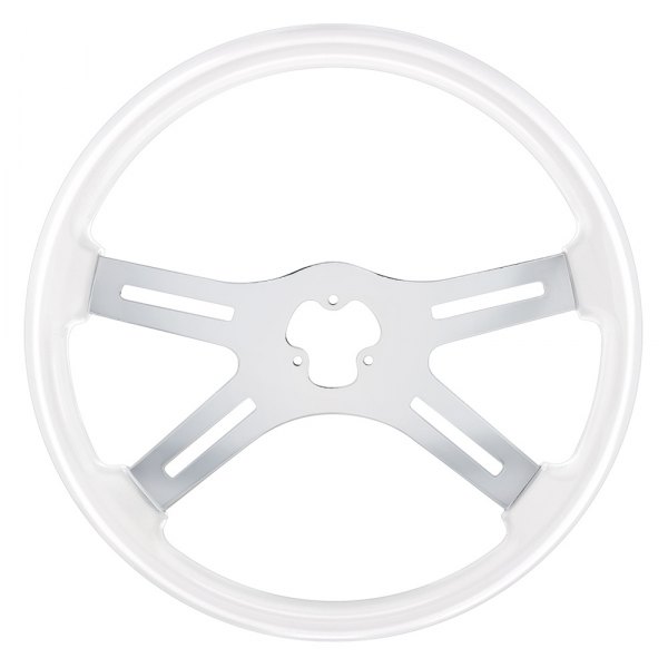 United Pacific® - Style Glacier White Steering Wheel with Chrome Spokes