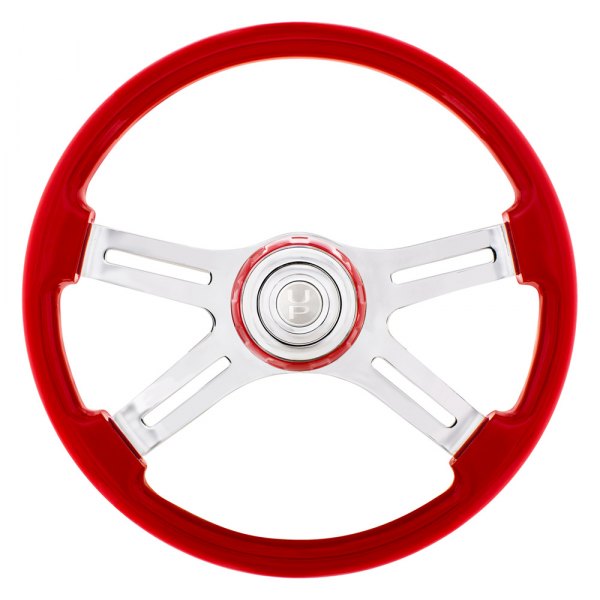United Pacific® - Style Steering Wheel with Indigo Red Horn Bezel