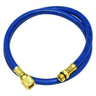 Universal Air Conditioner® - 36" Blue R-134a Charging Hose with Male 14 mm x 1/2" Acme Shut-Off Valve Fittings