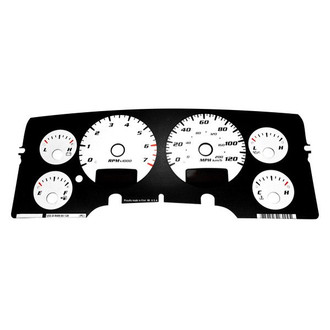 US Speedo® - Daytona Edition Gauge Face Kit with White Night Lettering Color, White, 120 MPH, 7000 RPM