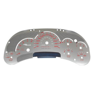 US Speedo® - Stainless Steel Gauge Face Kit with Red Numbers, 120 MPH, 5000 RPM