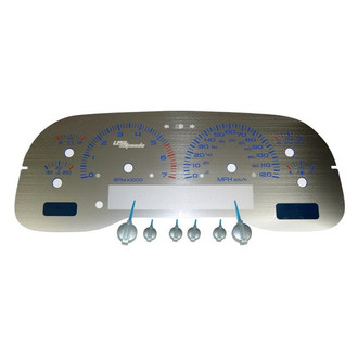 US Speedo® - Stainless Steel Gauge Face Kit with Blue Numbers, 120 MPH, 6000 RPM