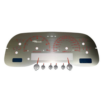 US Speedo® - Stainless Steel Gauge Face Kit with Red Numbers, 120 MPH, 6000 RPM