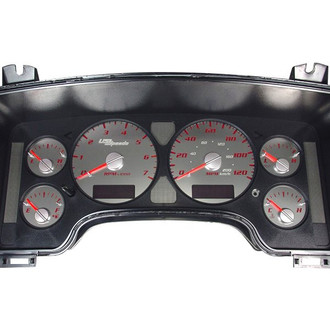 US Speedo® - Stainless Steel Gauge Face Kit with Red Numbers, 120 MPH, 7000 RPM