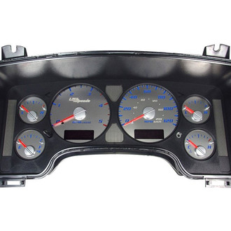 US Speedo® - Stainless Steel Gauge Face Kit with Blue Numbers, 120 MPH, 5000 RPM