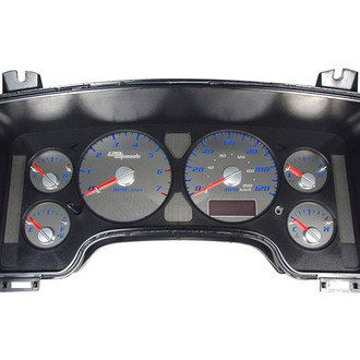 US Speedo® - Stainless Steel Gauge Face Kit with Blue Numbers, 120 MPH, 7000 RPM