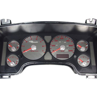 US Speedo® - Stainless Steel Gauge Face Kit with Red Numbers, 120 MPH, 7000 RPM