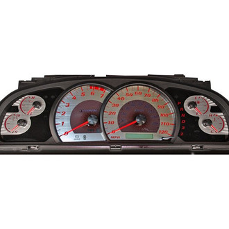 US Speedo® - Stainless Steel Gauge Face Kit with Red Numbers, 120 MPH, 7000 RPM