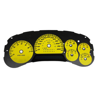 US Speedo® - Daytona Edition Gauge Face Kit with Blue Night Lettering Color, Yellow