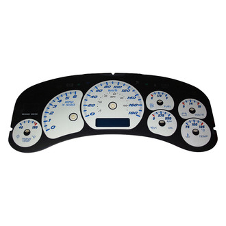 US Speedo® - Daytona Edition Gauge Face Kit with Blue Night Lettering Color, Silver, 100 MPH