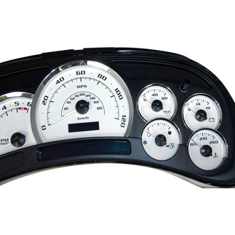 US Speedo® - Escalade Edition Gauge Face Kit with Chrome Lens, White, 120 MPH