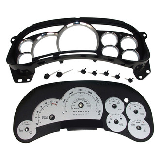US Speedo® - Escalade Edition Gauge Face Kit with Chrome Lens, White, 120 MPH