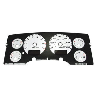 US Speedo® - Daytona Edition Gauge Face Kit with White Night Lettering Color, Silver, 120 MPH, 7000 RPM