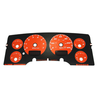US Speedo® - Daytona Edition Gauge Face Kit with White Night Lettering Color, Orange, 120 MPH, 7000 RPM