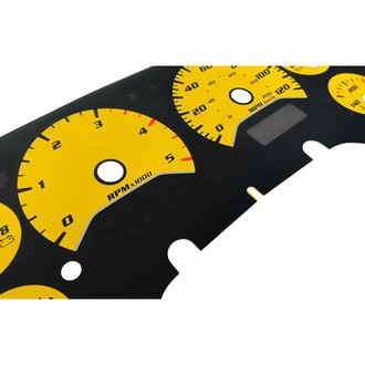 US Speedo® - Daytona Edition Gauge Face Kit with White Night Lettering Color, Yellow, 120 MPH, 5000 RPM