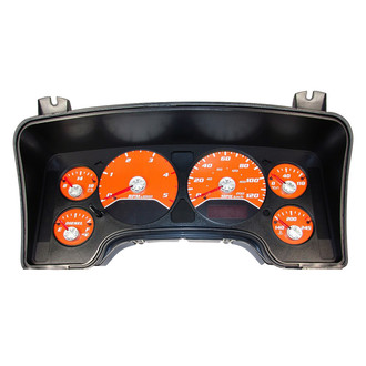 US Speedo® - Daytona Edition Gauge Face Kit with White Night Lettering Color, Orange, 120 MPH, 5000 RPM