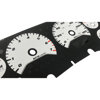 US Speedo® - Daytona Edition Gauge Face Kit with White Night Lettering Color, White, 120 MPH, 7000 RPM