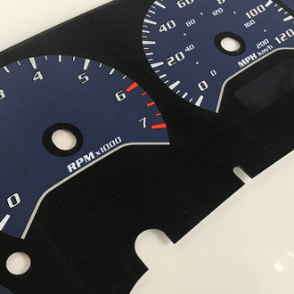 US Speedo® - Daytona Edition Gauge Face Kit with White Night Lettering Color, Blue, 120 MPH, 7000 RPM