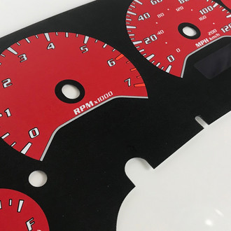US Speedo® - Daytona Edition Gauge Face Kit with White Night Lettering Color, Red, 120 MPH, 7000 RPM