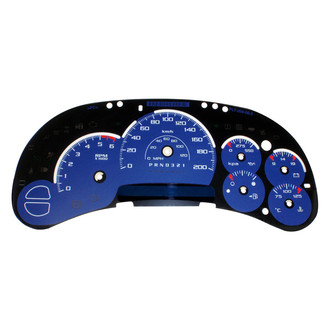 US Speedo® - Daytona Edition Gauge Face Kit with Blue Night Lettering Color, Blue, 120 MPH