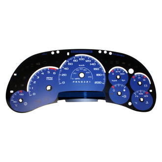 US Speedo® - Daytona Edition Gauge Face Kit with Blue Night Lettering Color, Blue, 120 MPH