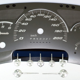 US Speedo® - Stainless Steel Gauge Face Kit with White Numbers, 200 KMH