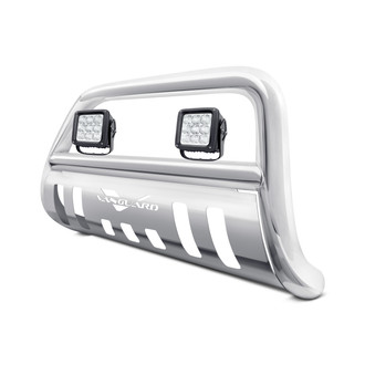 Vanguard Off-Road® - 3" Polished LED Bull Bar with Skid Plate and 4.5" Cube LED Lights