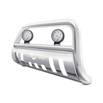 Vanguard Off-Road® - 3" Polished LED Bull Bar with Skid Plate and 4.5" Round LED Lights