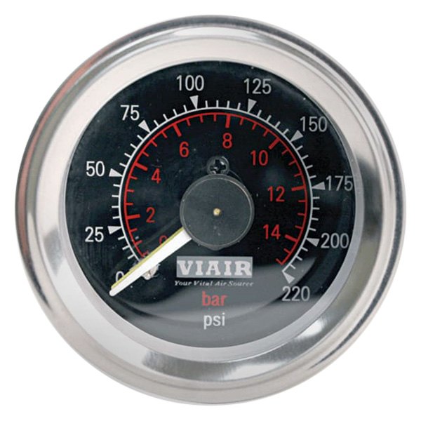 Viair® - 0 to 220 psi Black Face Illuminated Dial Dual Needle Tire Pressure Gauge