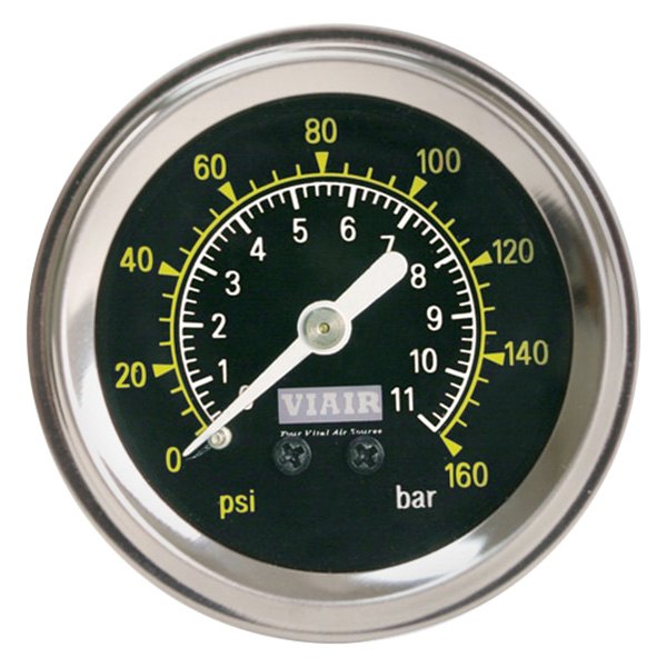 Viair® - 0 to 160 psi Black Face Dial Single Needle Tire Pressure Gauge