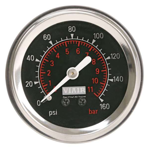 Viair® - 0 to 160 psi Black Face Illuminated Dial Single Needle Tire Pressure Gauge
