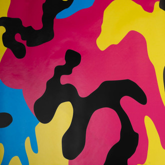 Vicrez® - 5' x 30' Black Yellow Blue Red Multi Color Camo Vinyl Car Wrap Film