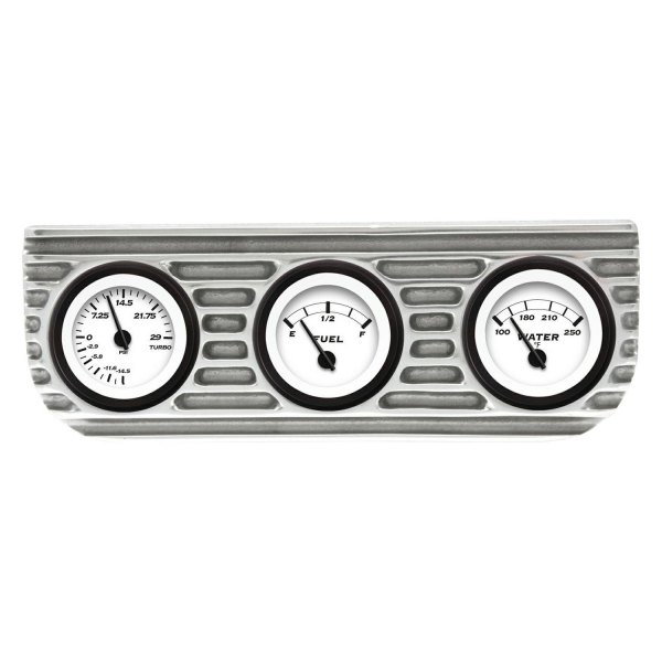 Vintage Parts® - Finned 3-Gauge Bezel Mount with Aurora Boost, Fuel and Water Gauges