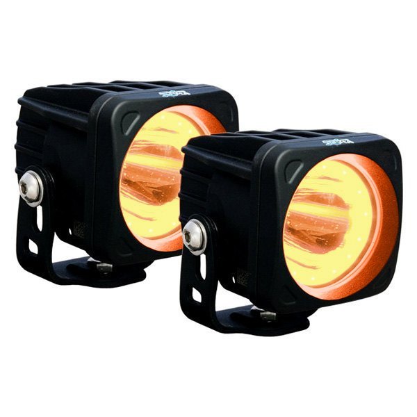 Vision X® - Optimus Series Halo 3" 2x10W Square Narrow Beam LED Lights with Amber Halo