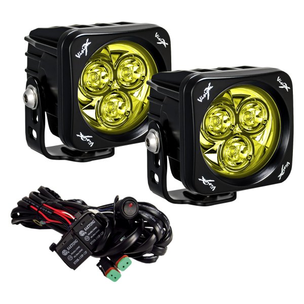 Vision X® - Cannon CG2 Selective Yellow 3" 2x21W Square Wide Spread Beam LED Lights, Full Set