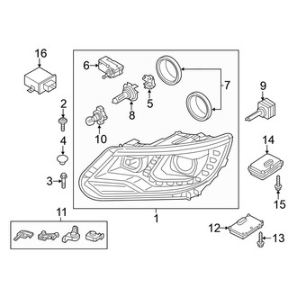 Volkswagen OE - Front Lamps - Headlamp Components (With Directional Beam), (Gas)