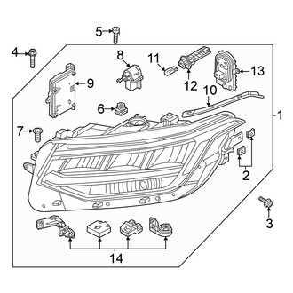 Volkswagen OE - Front Lamps - Headlamp Components (W/O Dynamic Cornering Lights LED), (S / SE / SE R-Line Black)