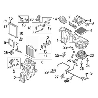 Volkswagen OE - Air Conditioner & Heater - Evaporator & Heater Components (Auto Climate Control, to 02/17/2019), (SE / SEL / SEL Premium / SEL Premium R-Line / SEL R-Line / SEL R-Line Jet Black)