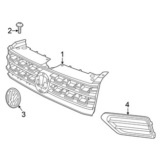 Volkswagen OE - Front Bumper & Grille - Grille & Components (W/O R-Line Package or Model), (Launch Edition / S / SE / SEL / SEL Premium)