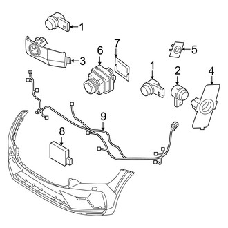 Volvo OE - Front Bumper & Grille - Electrical Components (Dark Theme), (B5 R-Design / B6 R-Design / T8 Recharge Polestar / T8 Recharge R-Design)