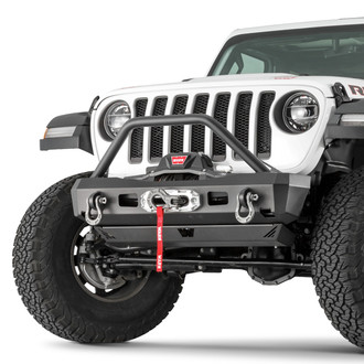 WARN® - Elite Series Stubby Black Front Winch HD Bumper with Hoop