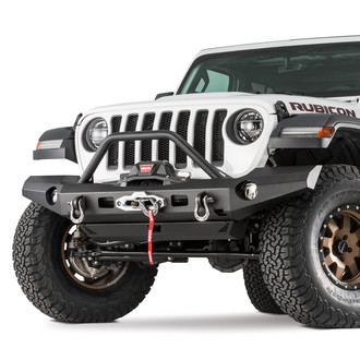WARN® - Elite Series Full Width Black Front Winch HD Bumper with Hoop