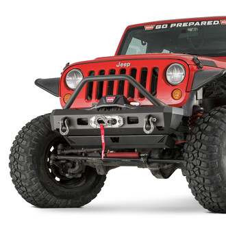 WARN® - Elite Series Stubby Black Front Winch HD Bumper with Hoop