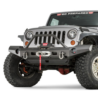 WARN® - Elite Series Full Width Black Front Winch HD Bumper with Hoop