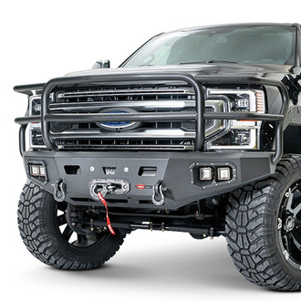 WARN® - Ascent HD Full Width Black Front Winch HD Bumper with Brush Guard