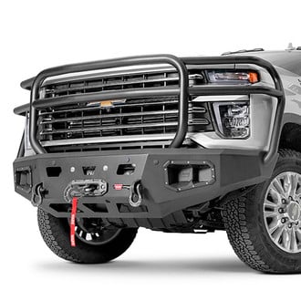 WARN® - Ascent HD Full Width Black Front Winch HD Bumper with Brush Guard