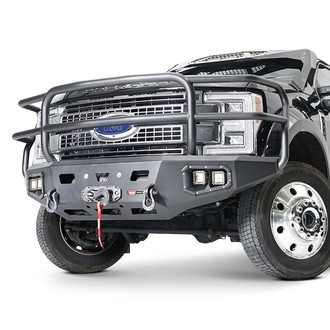 WARN® - Ascent HD Full Width Black Front Winch HD Bumper with Brush Guard